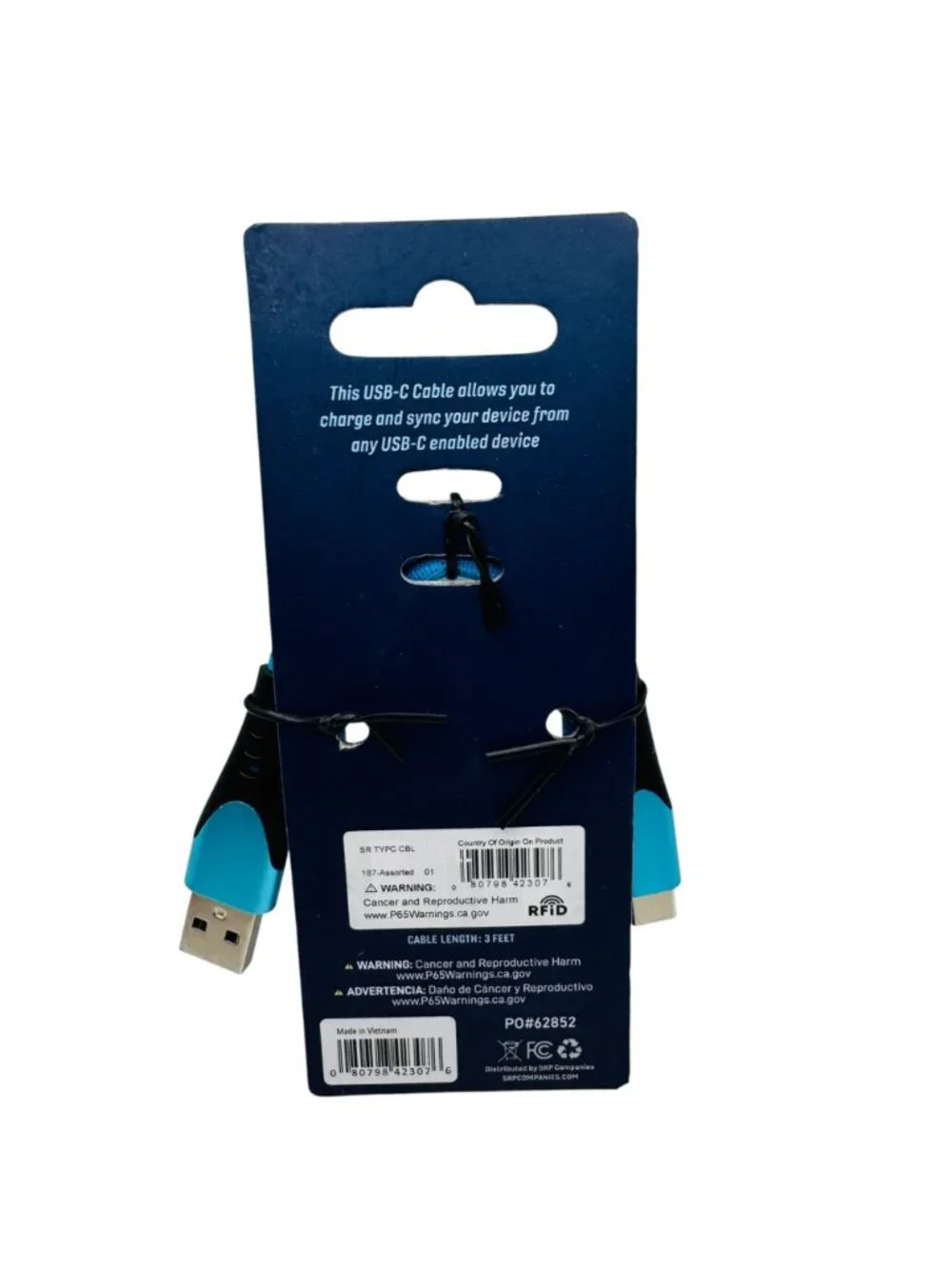 Solaray USB C Cable 3 Foot Blue Braided